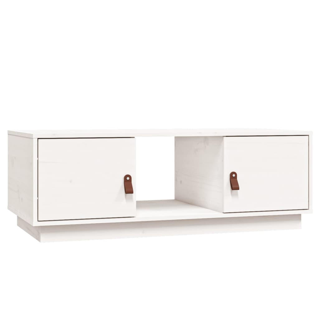COUCHTISCH Weiß 100x50x35 cm Massivholz Kiefer - Weiß, Holz (100/50/35cm) - furnicato