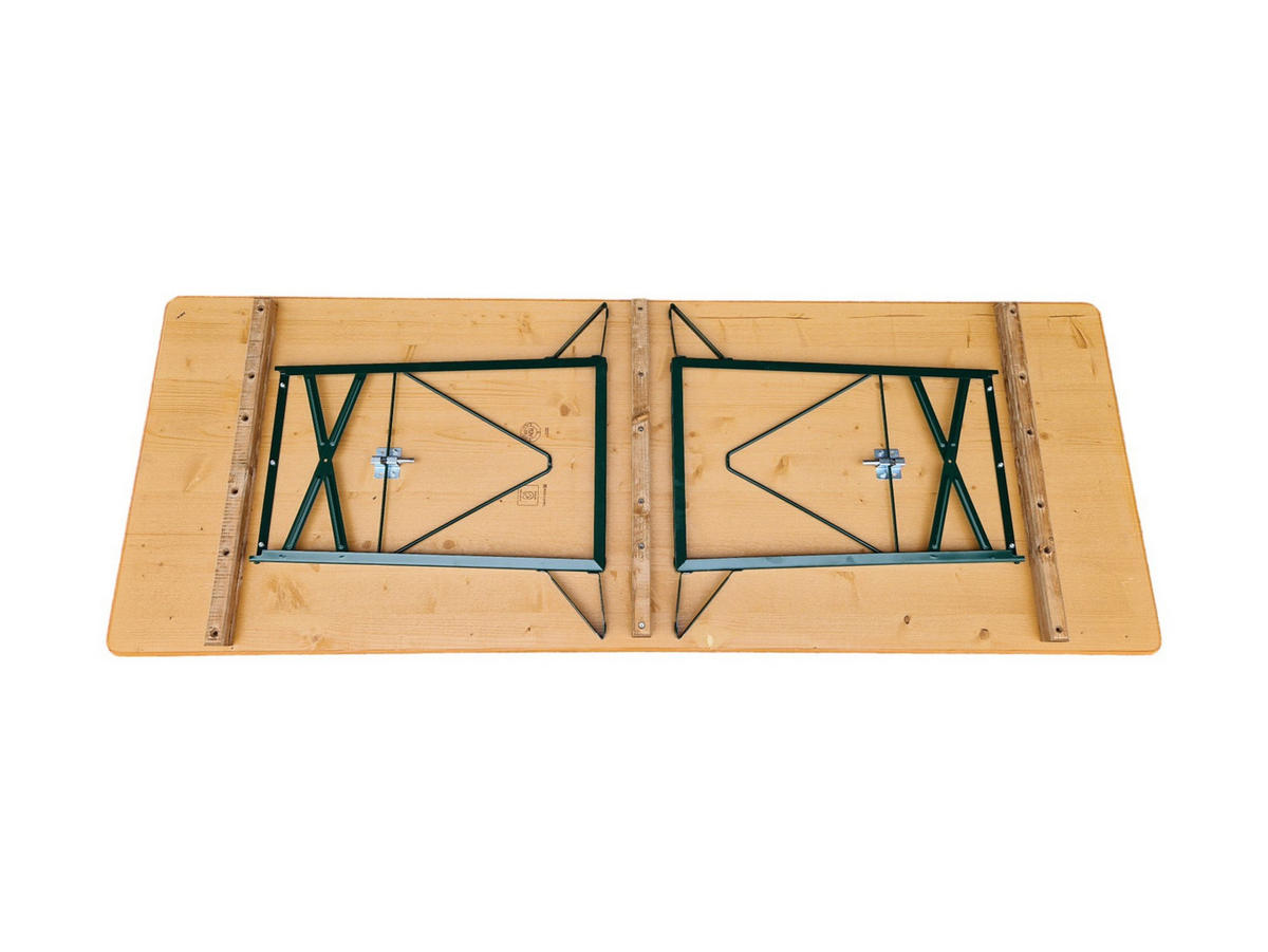 BIERZELTGARNITUR ALPENFEST 3-teilig 77x220x80cm Fichtenholz Nuss/ Grün - Nussbaumfarben, Holz - CHEFGASTRO