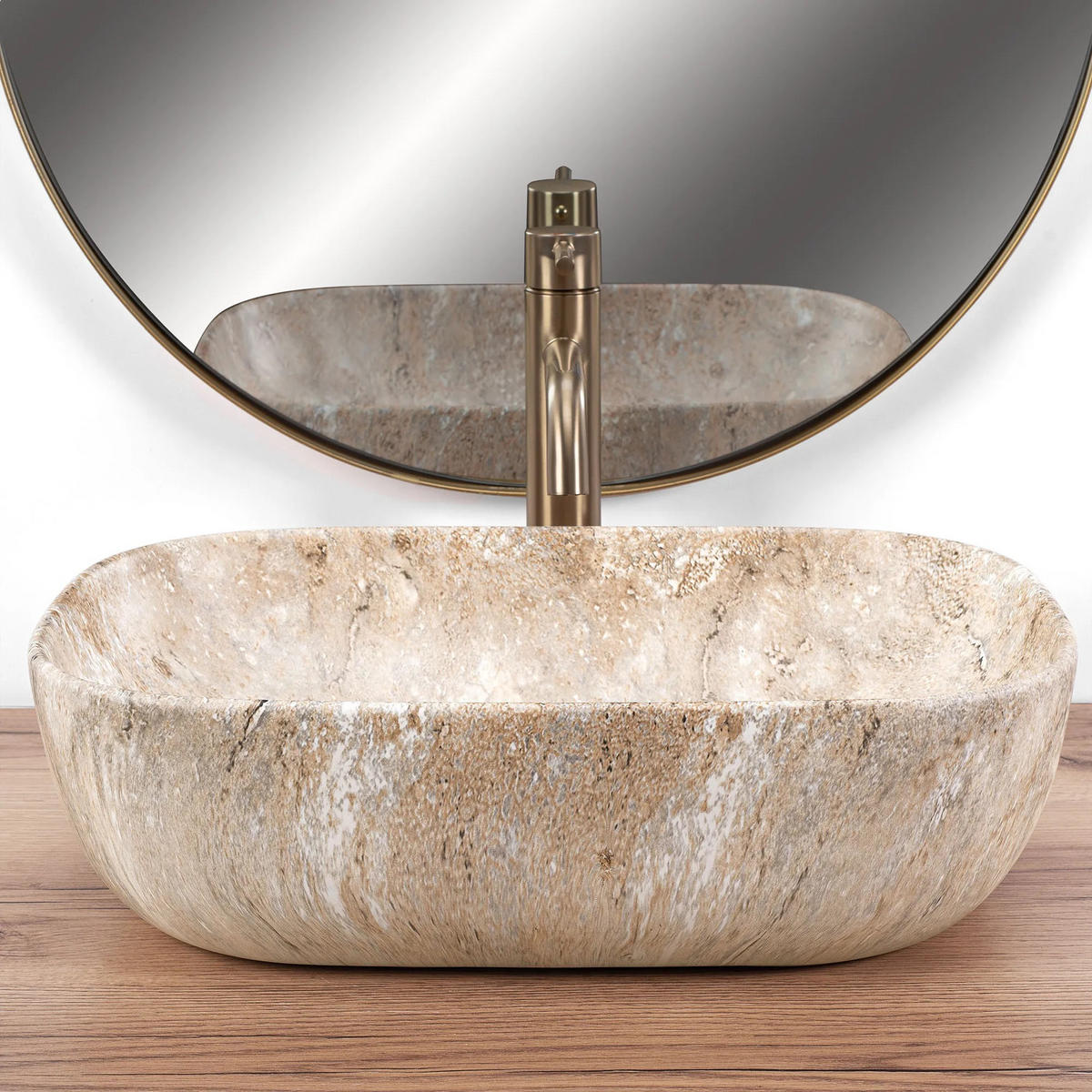 AUFSATZWASCHBECKEN Rea Belinda Savana - Beige, Keramik (33.5/13.5/46.5cm) - REA