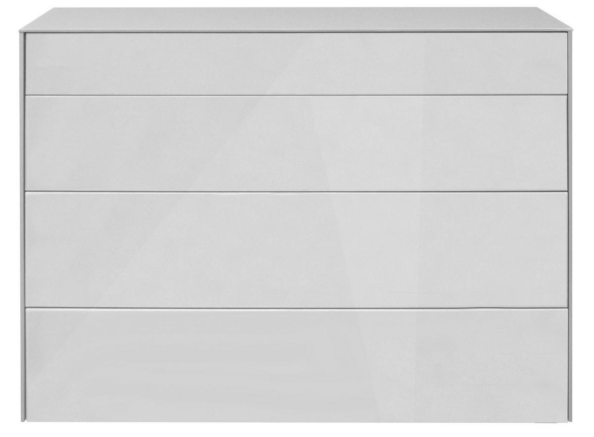 KOMMODE Elfi 121x42x89 Hochglanz Kreidegrau/Glas Kreidegrau - Hellgrau, Holzwerkstoff (121/89/42cm) - 58aufmkessel