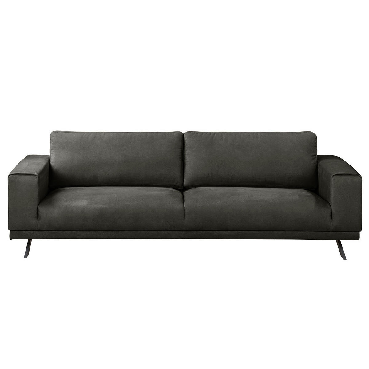 3-SITZER SOFA - Antiklederlook - Dunkelgrau, Textil (236/81/89cm) - home24