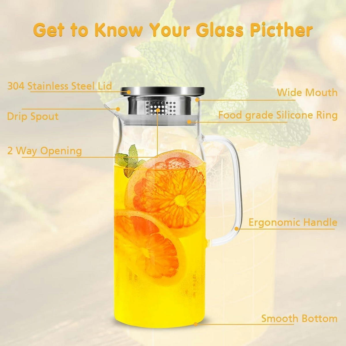 GLASKARAFFE mit Deckel 1 Liter hitzebeständig - Transparent, Glas (9/9cm)