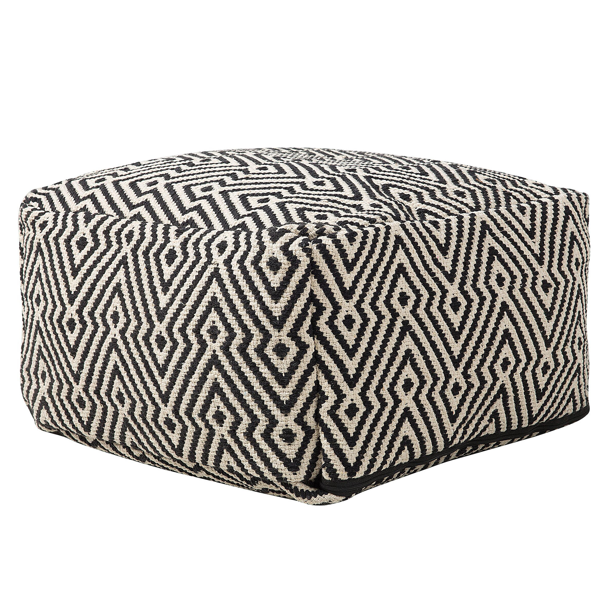 POUF Mukki 50/50/30 cm - Schwarz, Naturmaterialen/Textil (50/30/50cm) - Beliani