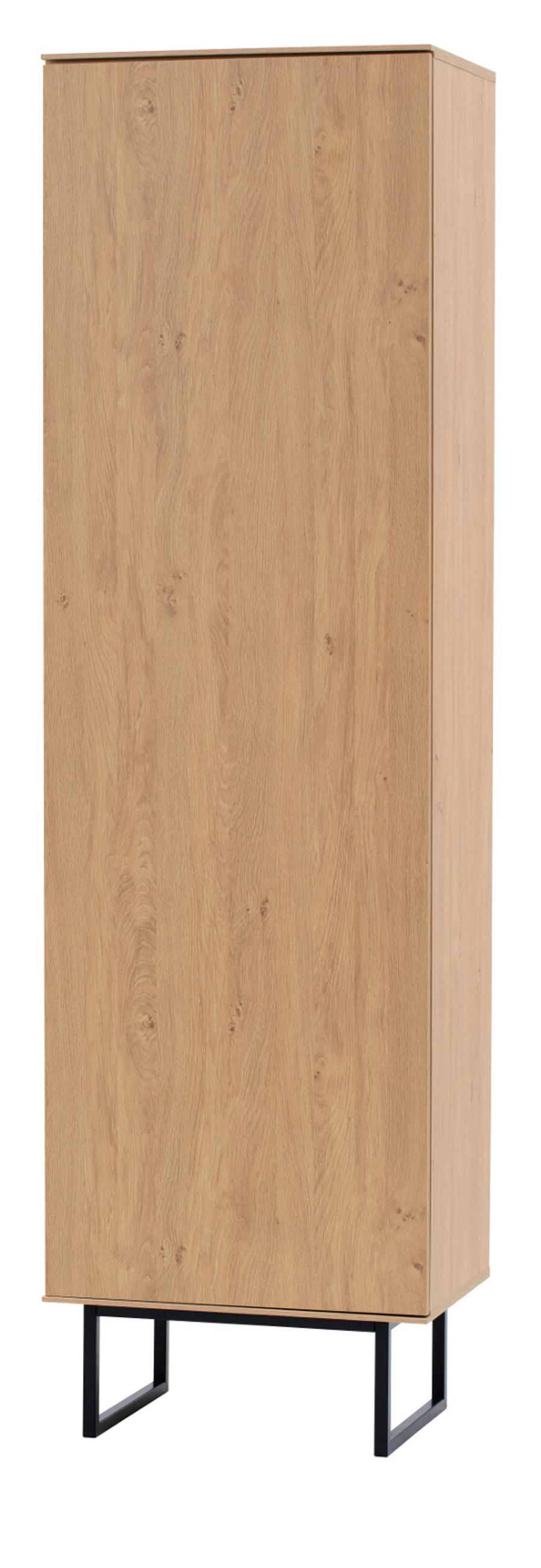 GARDEROBENSCHRANK Stone Eiche 58 x 200 cm, großer Schuhschrank mit Push-to-Open - Eichefarben/Schwarz, Holzwerkstoff/Metall (58/200/40cm) - Furn.Design