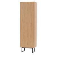GARDEROBENSCHRANK Stone Eiche 58 x 200 cm, großer Schuhschrank mit Push-to-Open - Eichefarben/Schwarz, Holzwerkstoff/Metall (58/200/40cm) - Furn.Design