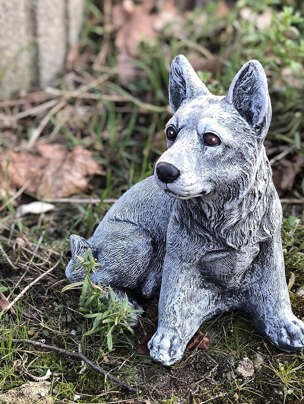 STEINFIGUR Schäferhund frostfest wetterfest massiver Steinguss - Grau, Stein (17/19/13cm) - stoneandstyle