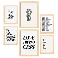 POSTER Set Mit 6 Ermordung Von Zitat In Vielseitiger A3 & A4 Rahmen Aus Hellem Holz - Beige, Papier (29/3cm) - Nacnic