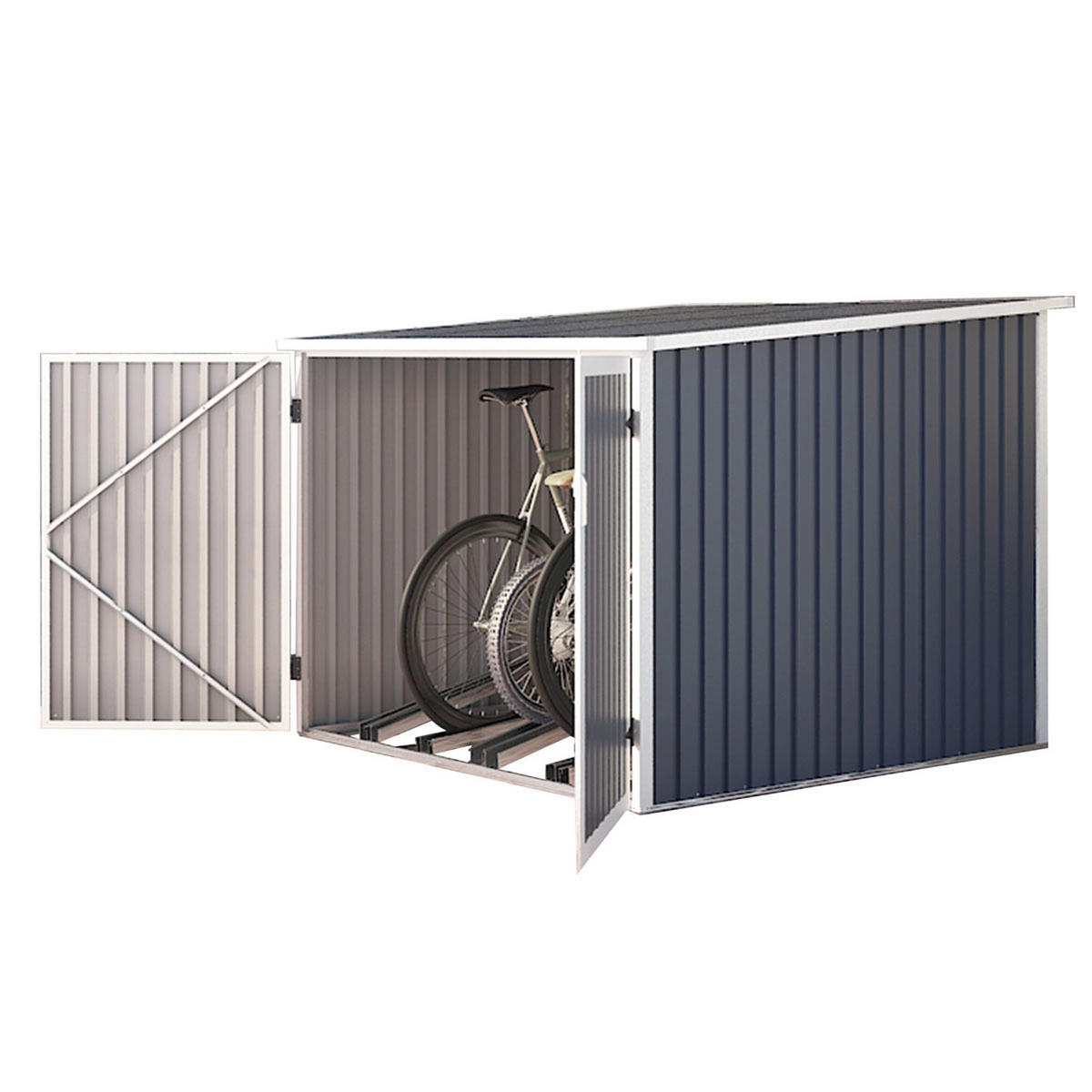 FAHRRADGARAGE - Dunkelgrau, Metall (203/157/198cm) - HATTORO
