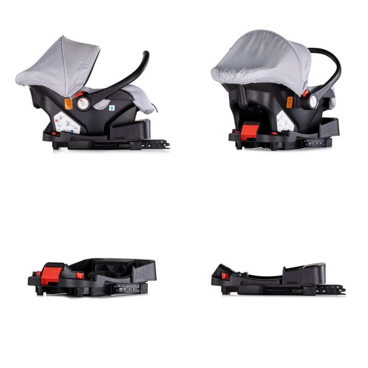 BABYSCHALE Isofix Set Aura grau gemustert i-Size (40 - 85cm) verstellbar - Grau, Kunststoff (39/47/50cm) - Chipolino