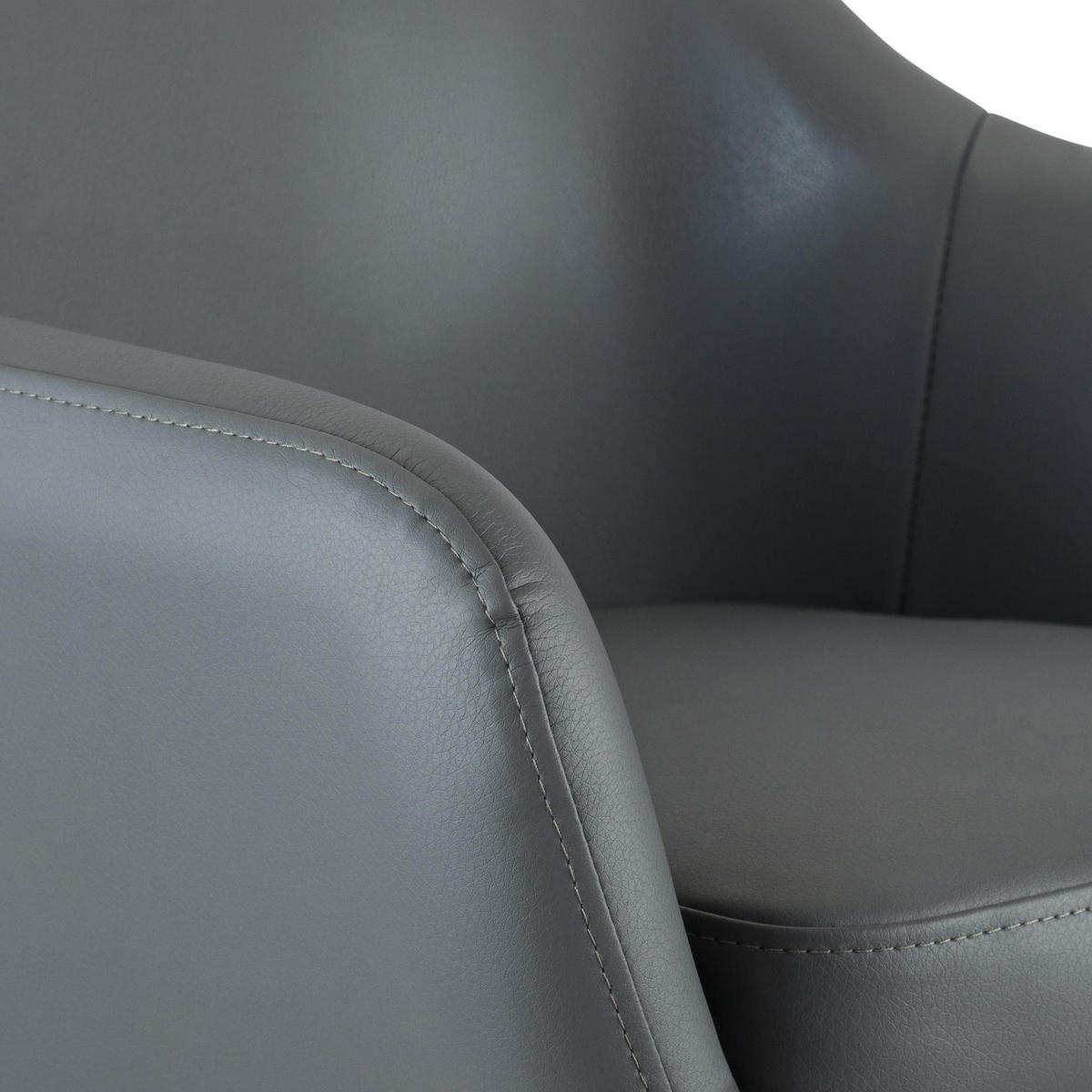 BARHOCKER 2er Set Lederlook Grau - Eukalyptusholzfarben/Grau, Holz/Textil (55/99/46cm) - CLP