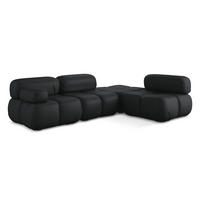 ECKSOFA Rechts Kunstleder Schwarz - Schwarz/Grau, Leder/Kunststoff (285/190cm) - Makamii