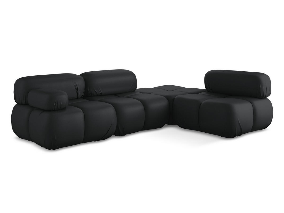 ECKSOFA Rechts Kunstleder Schwarz - Schwarz/Grau, Leder/Kunststoff (285/190cm) - Makamii