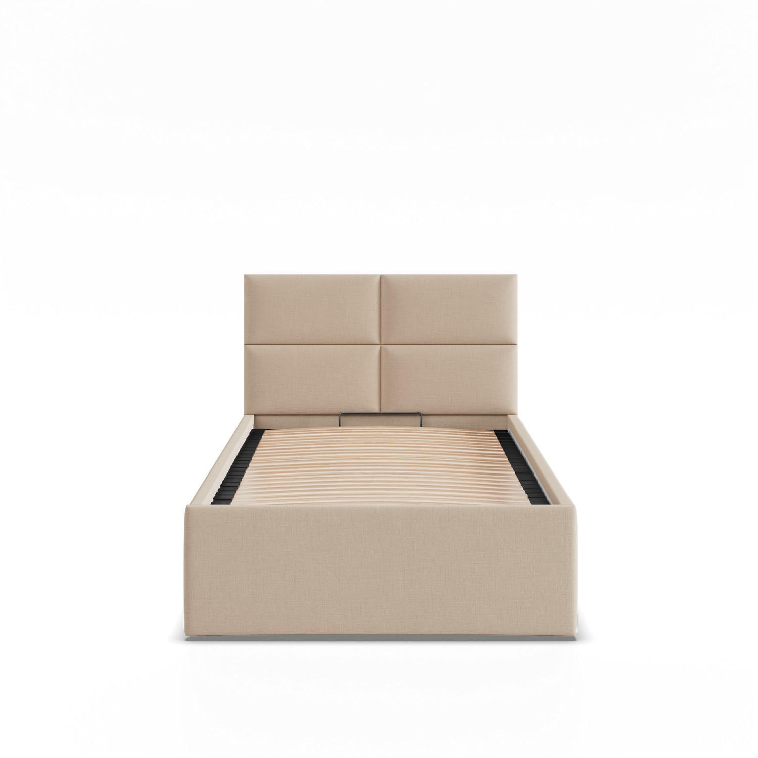 POLSTERBETT MIT KOPFTEIL 90x200 ohne Bettkasten BORGO, Beige - Beige, Textil (90/200cm) - Mebligo