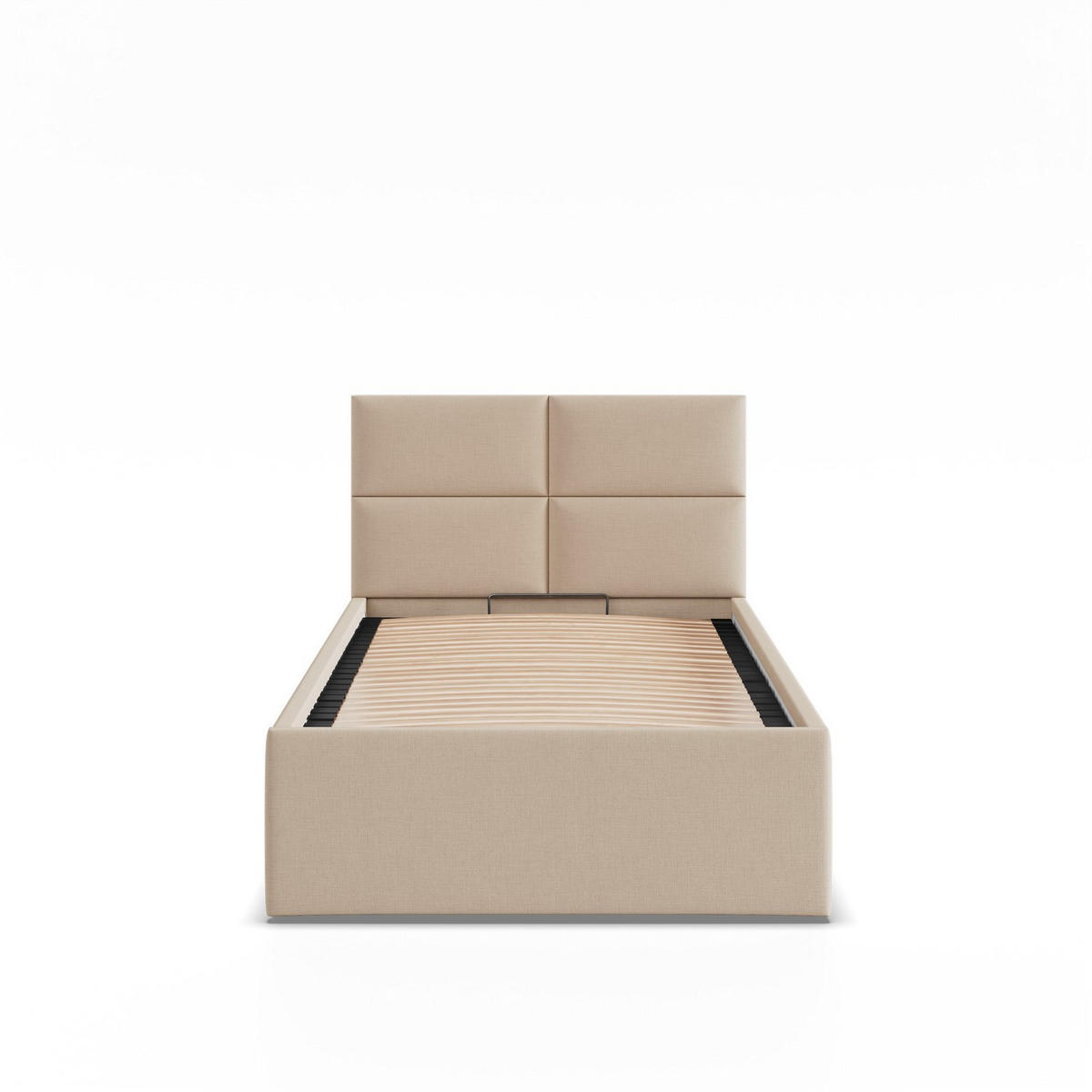 POLSTERBETT MIT KOPFTEIL 90x200 mit Bettkasten BORGO, Beige - Beige, Textil (90/200cm) - Mebligo