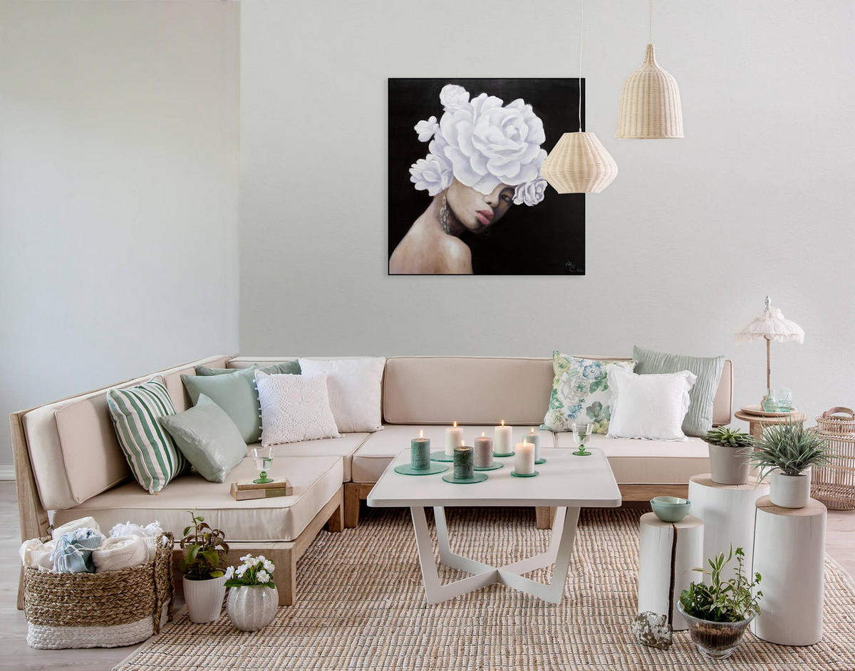 ACRYLBILD HANDGEMALT 80/80 cm - Schwarz, Holz/Textil (80/80cm) - KUNSTLOFT