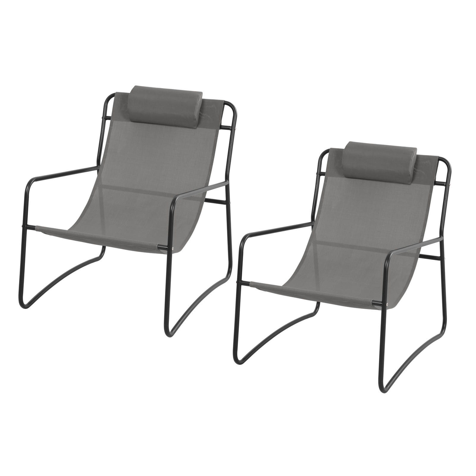 RELAXSESSEL Sveio Dunkelgrau (2er Set) - Dunkelgrau, Metall (65/81/80cm) - SVITA