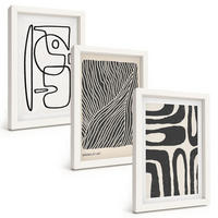 BILDER SET 3er Set - 20x30 cm Weißer Rahmen - Abstrakte Muster, Linien, Texturen - Weiß, Kunststoff (20/30cm) - TULUP