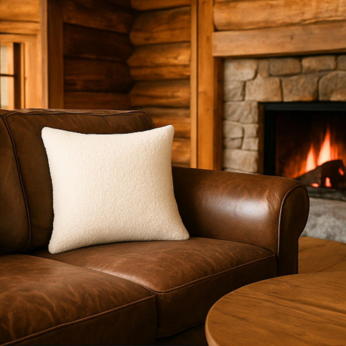 FELLKISSEN, Bouclé Teddy Zierkissen Natur Flauschkissen Dekokissen 40x40cm - Naturfarben, Textil (40/40cm) - nordic coast company