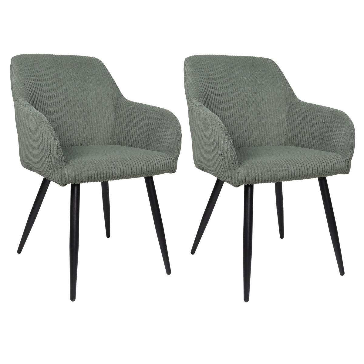 ESSZIMMERSTUHL SILA Grün 2er-Set, Cord Bezug - Grün, Textil (56/84/60cm)