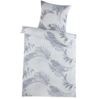 SEERSUCKER-BETTWÄSCHE 135x200 Blumen Sommer Bettbezug Bügelfrei aus Mikrofaser Bettbezüge Grau Blau - Grau, Textil (135/200cm) - Carpe Sonno