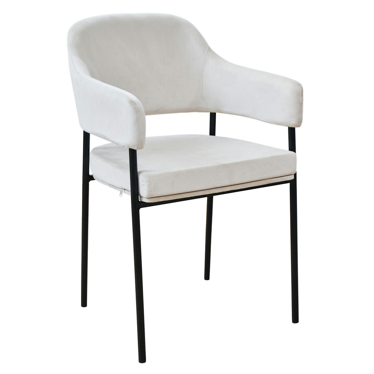 ESSZIMMERSTÜHLE SCARLETT (2er Set) - Creme/Schwarz, Textil/Metall (51/85/53cm) - SVITA