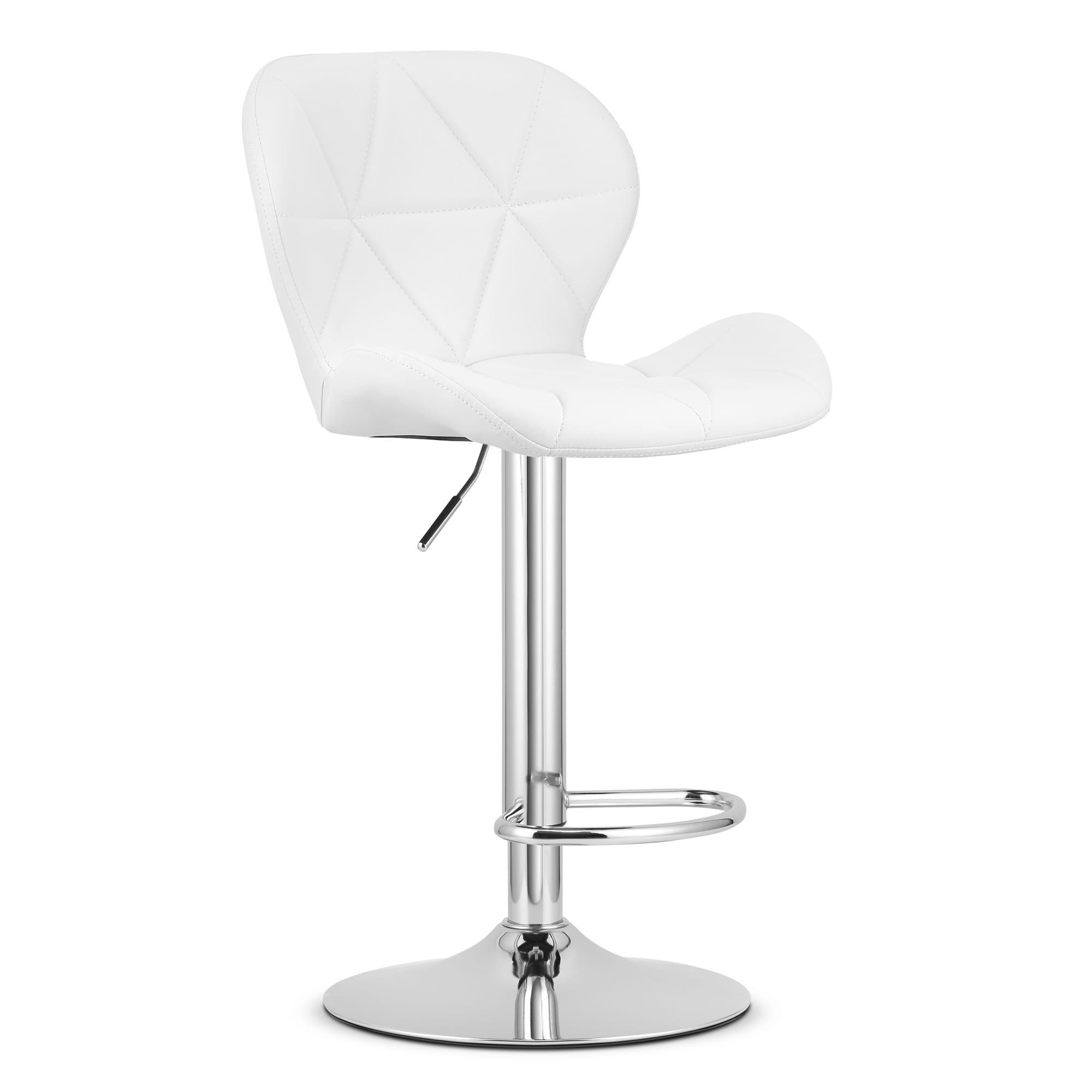 BARHOCKER WEST ECO weißer Sitz, Chrombasis - Weiß, Leder (46/111/48.5cm) - Valora