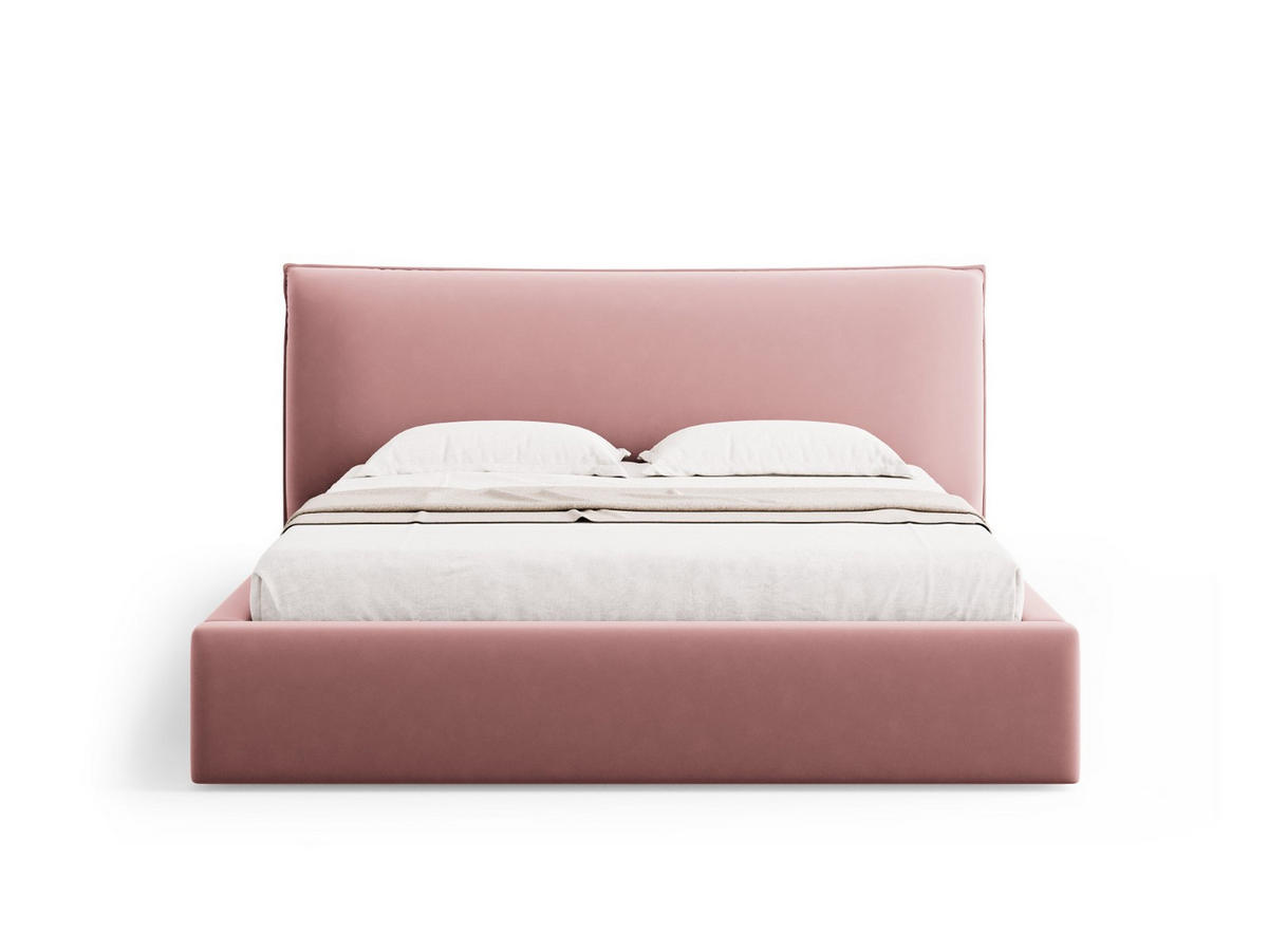 BETT mit Bettkasten und Kopfteil Kaelle aus Samt rosa 160x200cm - Pink, Textil (160/200cm) - Micadoni