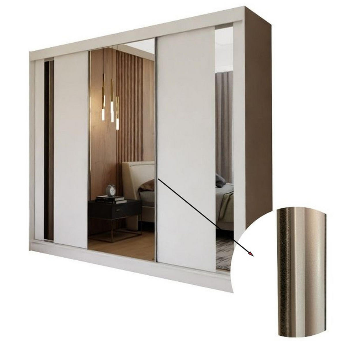 SCHWEBETÜRENSCHRANK Helios II 240/216/61 eiche Artisan+schwarz mit Schubladen - Schwarz/Eiche Artisan, Holzwerkstoff (240/216/61cm) - Beautysofa