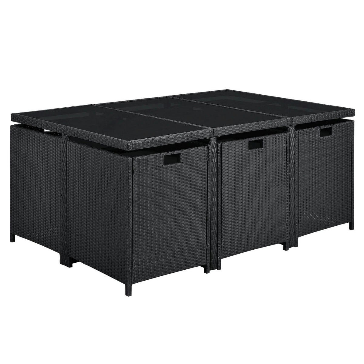 GARTENMÖBELSET Baracoa schwarz 11-tlg. - Schwarz, Kunststoff/Metall - Juskys