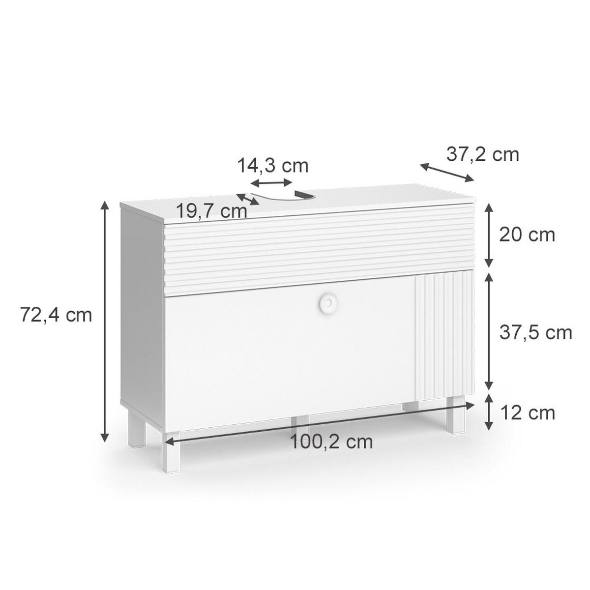 WASCHBECKENUNTERSCHRANK Sola Weiß 100.2 x 72.4 cm mit 2 Schubladen - Weiß, Holzwerkstoff (100.2/72.4/37.2cm) - Vicco