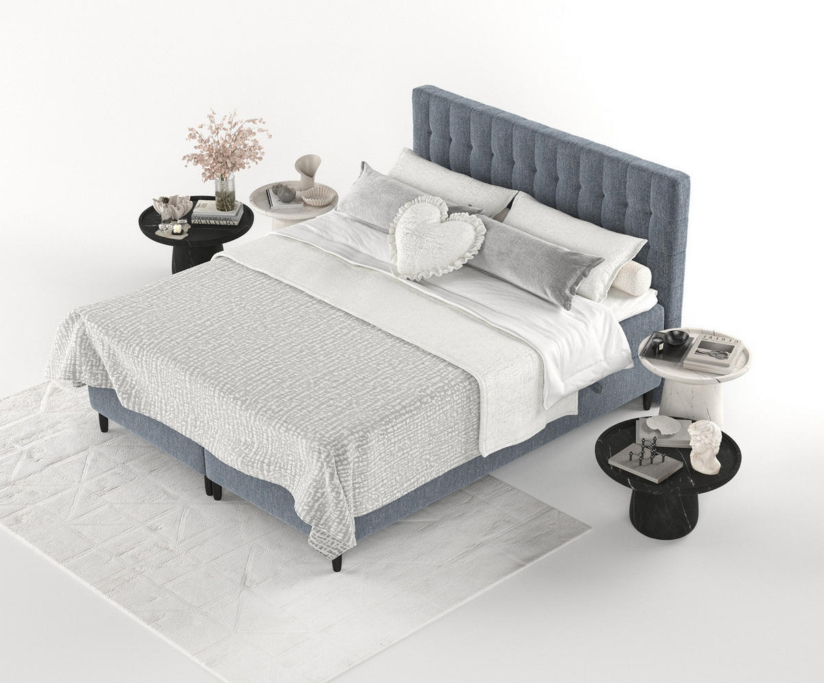 BOXBETT Divine Blau 160/200 cm - Blau/Schwarz, Holz/Holzwerkstoff (160/200cm) - Maison de Reve