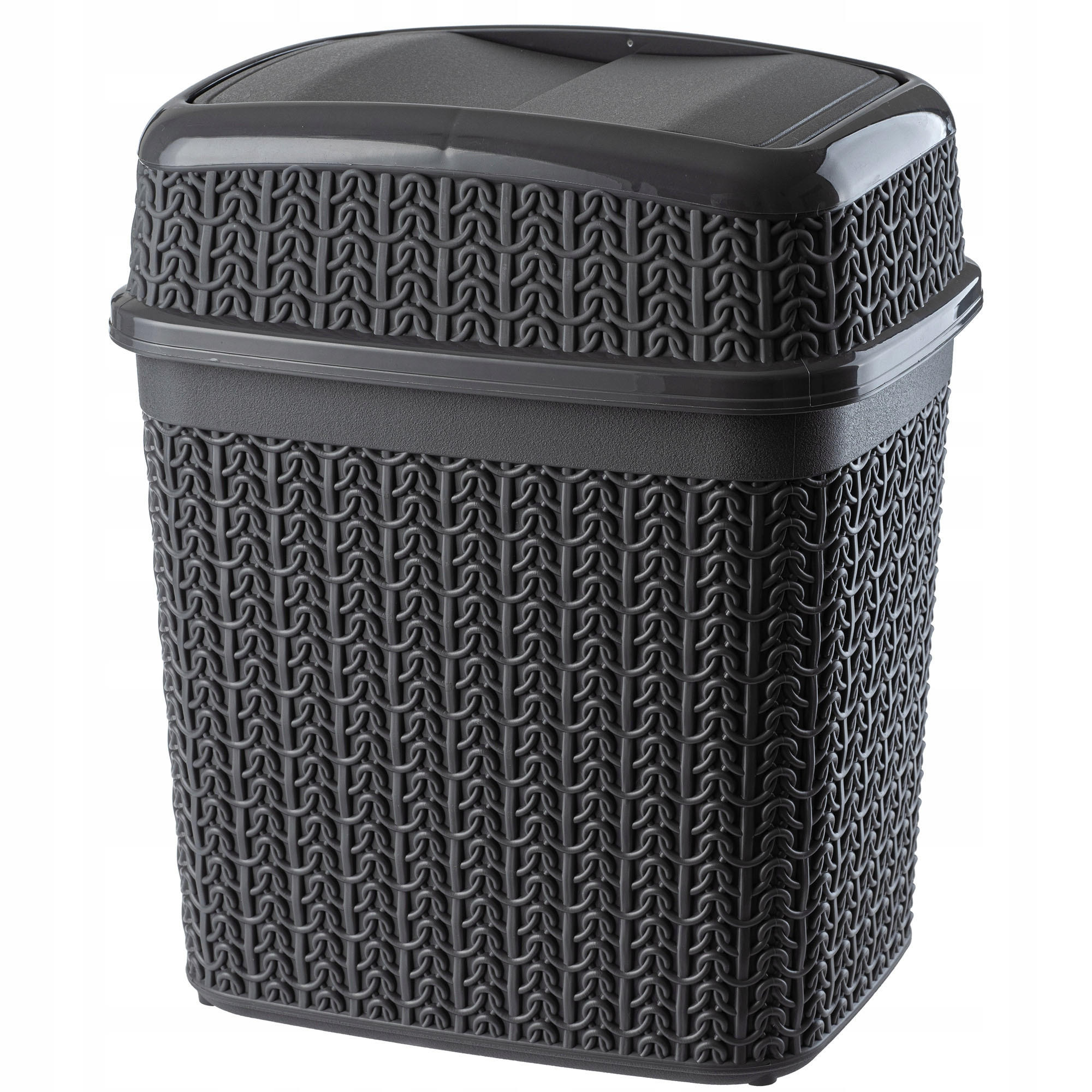 PAPIERKORB mit Schwingdeckel 5L, graphit - Graphitfarben, Kunststoff (19/14cm) - KADAX