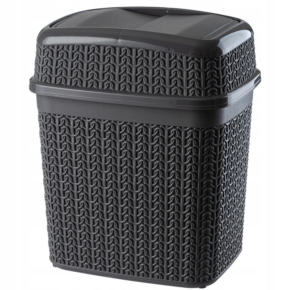 PAPIERKORB mit Schwingdeckel 5L, graphit - Graphitfarben, Kunststoff (19/14cm) - KADAX