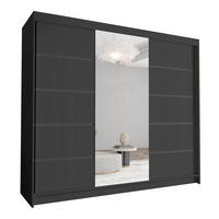 SCHWEBETÜRENSCHRANK Davos VI - 250 cm - Schwarz, Holzwerkstoff/Metall (250/215/58cm) - Sofnet