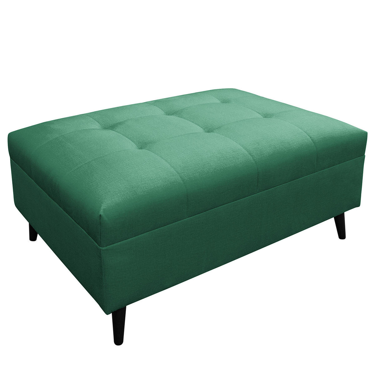 ECKSOFA mit Ottomane und Hocker - Dunkelgrün/Schwarz, Birkenholz/Textil (247/174cm) - home24