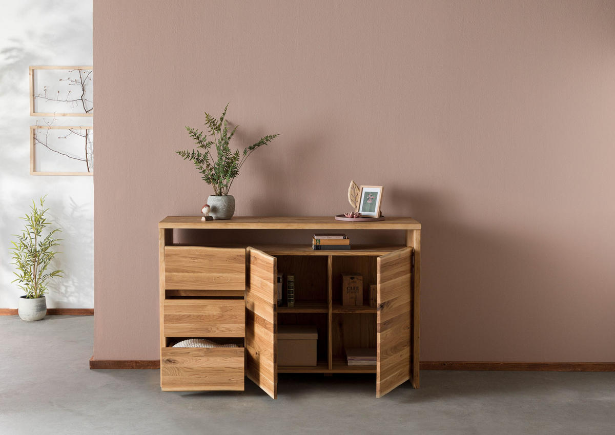 SIDEBOARD Wildeiche 150x45x96 natur geölt PURE OAK #104 - Braun, Holz (150/96/45cm) - Massivmoebel24