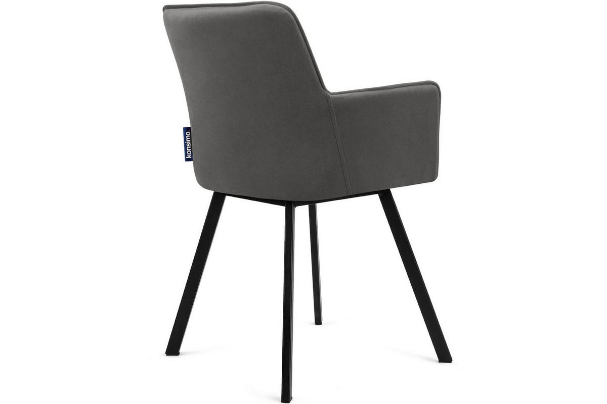 ESSZIMMERSTUHLE PYRUS 2-tlg Velours-Sitz, Grau - Schwarz/Grau, Textil/Metall (56/84/46cm) - KONSIMO®