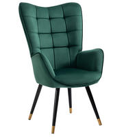 OHRENSESSEL aus Samt in Grün mit goldenen Beinen - Dunkelgrün, Textil/Metall (66/108/50cm) - Meubles Cosy