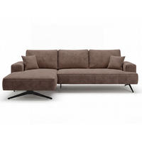 ECKSOFA Leto Braun Links - Schwarz/Braun, Holz/Textil (260/165cm) - Graingold