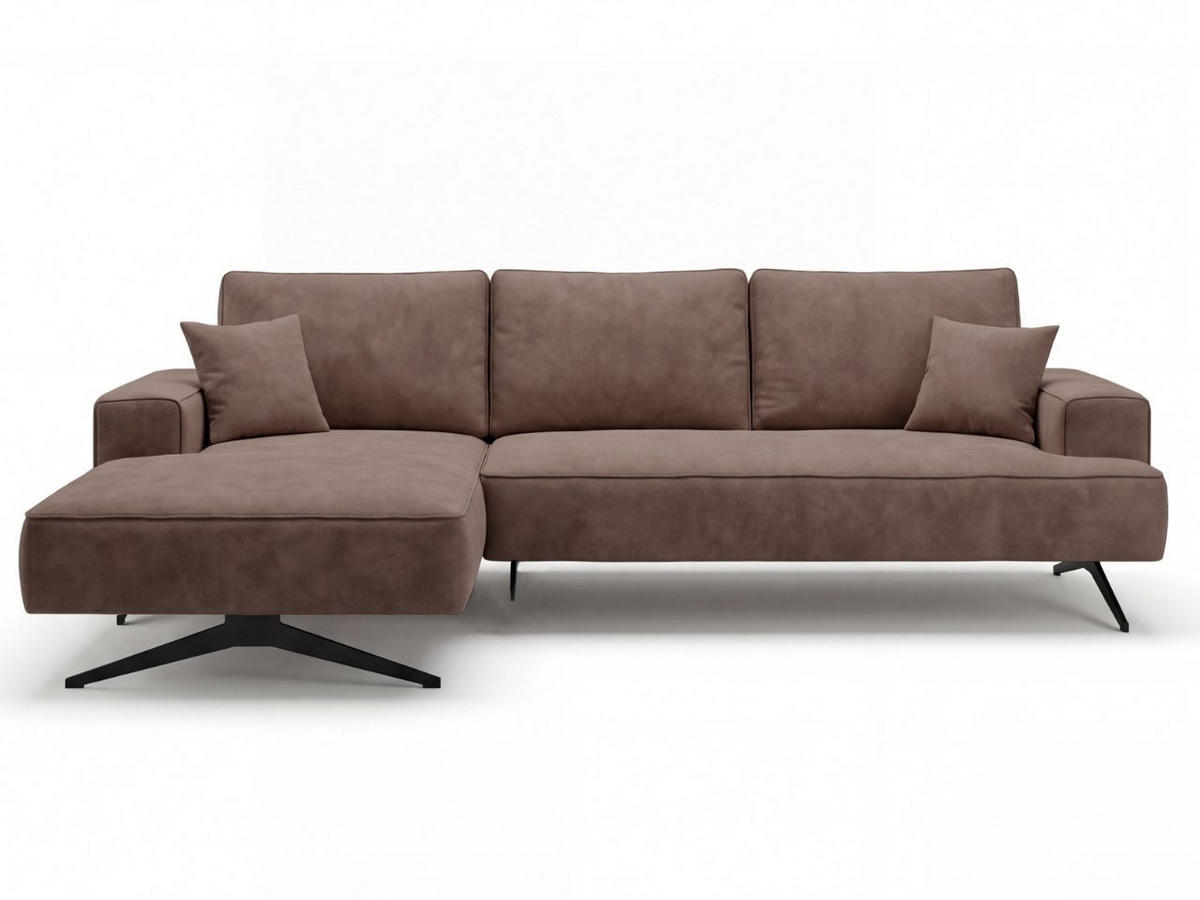 ECKSOFA Leto Braun Links - Schwarz/Braun, Holz/Textil (260/165cm) - Graingold