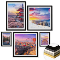WANDBILDER 5er-Set - 50x50 cm & 20x30 cm & 40x60 cm Schwarzer Rahmen - Romantische Himmelslandschaften - Schwarz, Kunststoff (40/60cm) - ArtPrintCave