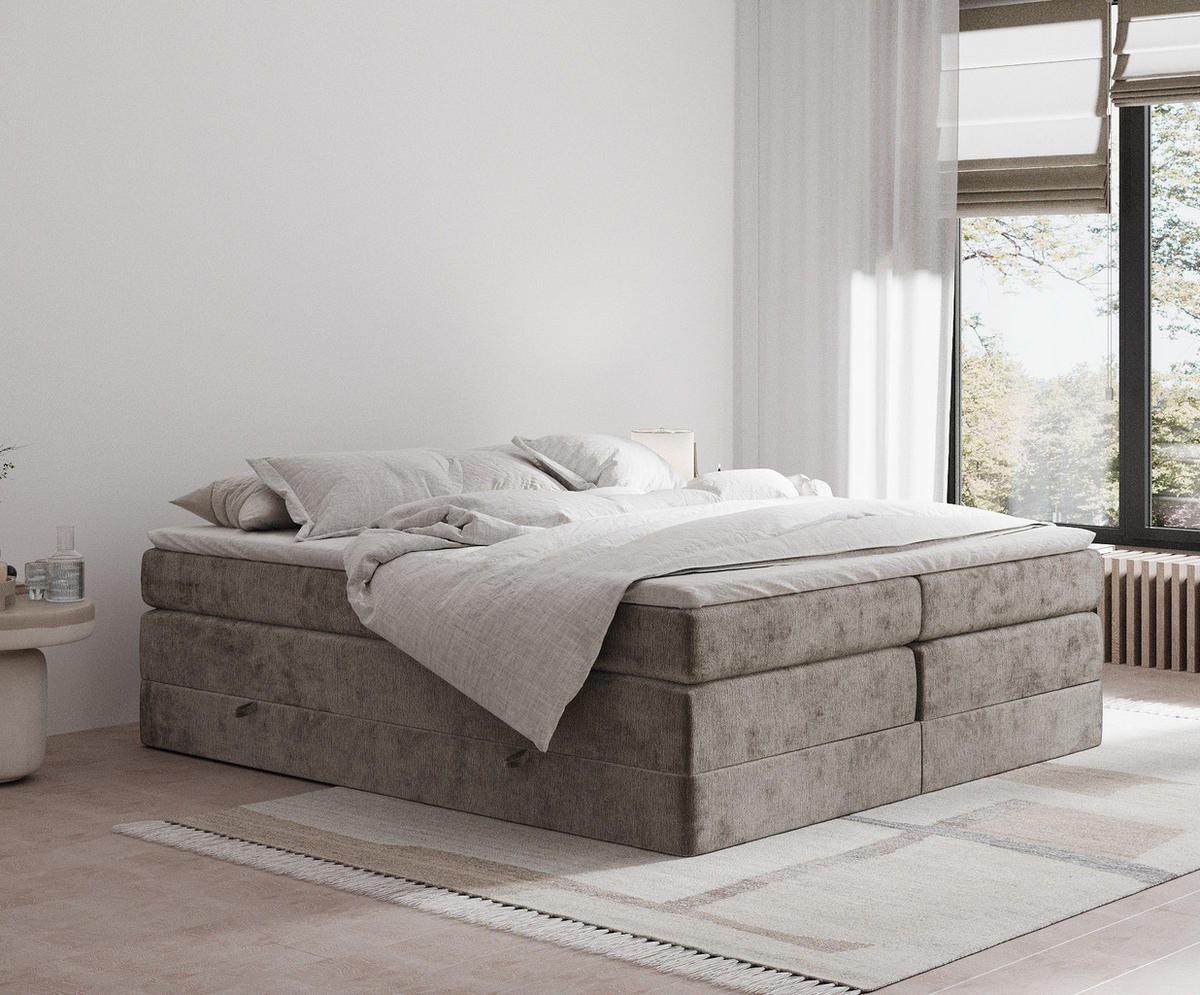 BOXSPRINGBETT Juniper Braun 180/200 cm - Schwarz/Braun, Holz/Holzwerkstoff (180/200cm) - Maison de Reve