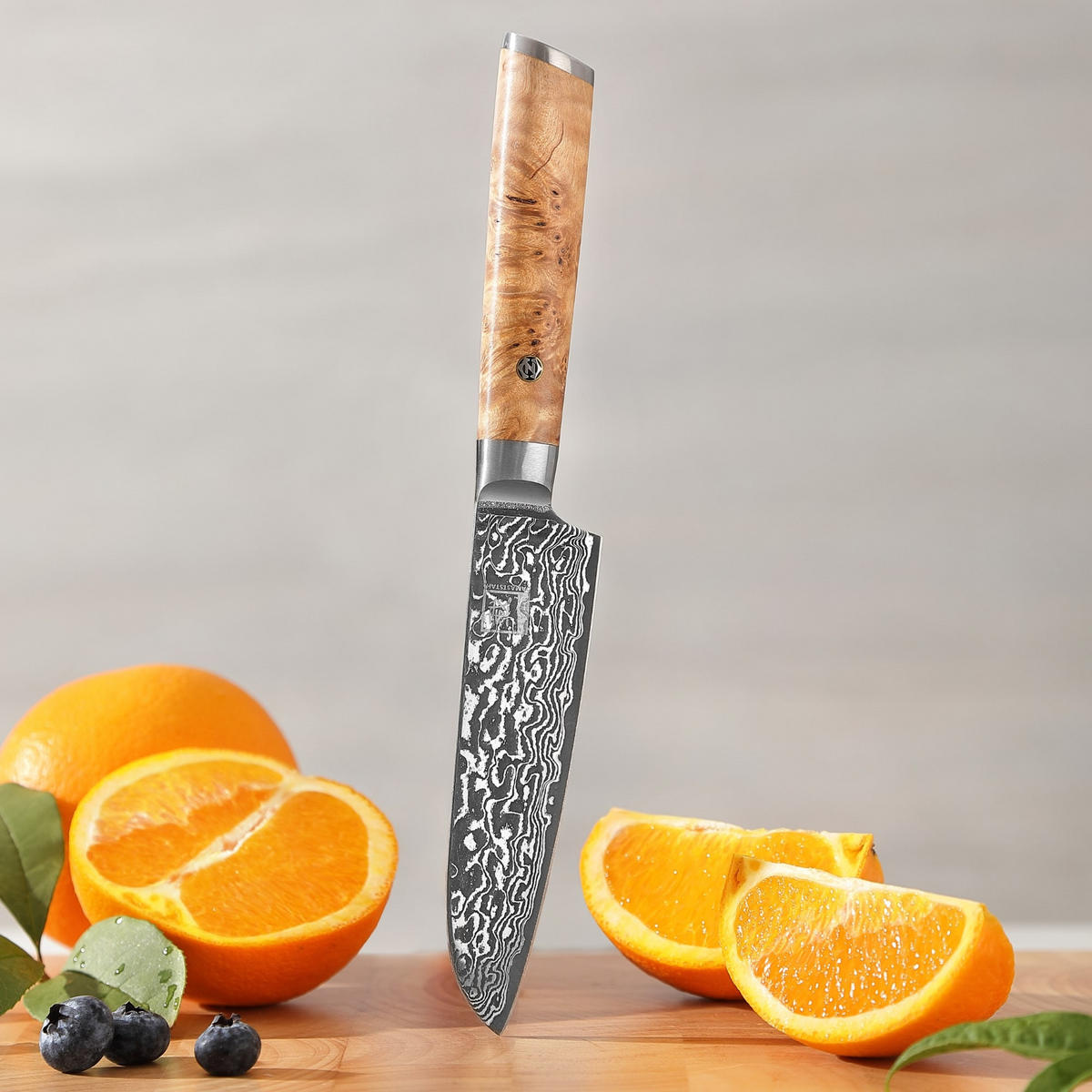 KLEINES SANTOKUMESSER 12 cm - Birkefarben, Holz/Metall (23cm) - Zayiko