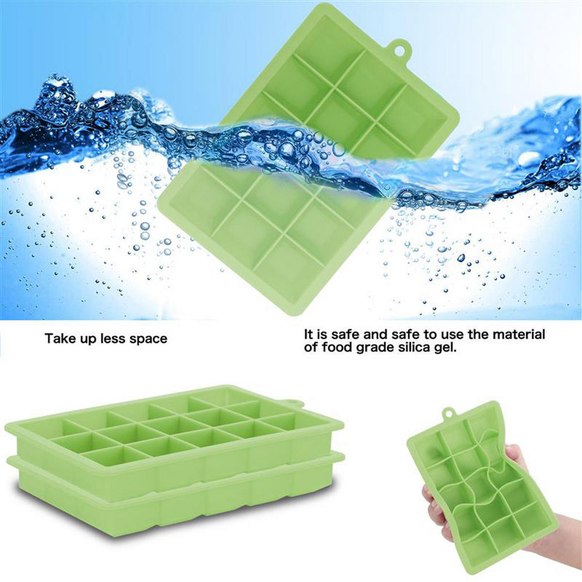 EISWÜRFELFORM 2er Set - Grün, Kunststoff (13/2.5/18cm) - Intirilife