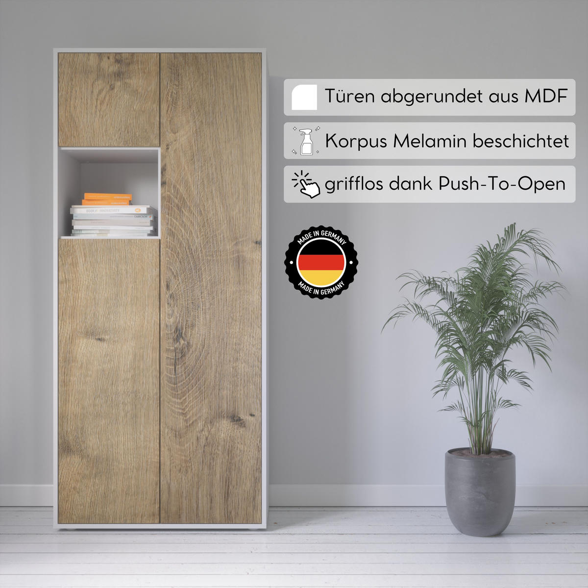 AKTENSCHRANK Amira T10 Eiche Ribbeck 180/80/40 cm - Alteiche, Holzwerkstoff (80/180/40cm) - SIMPLYFURN