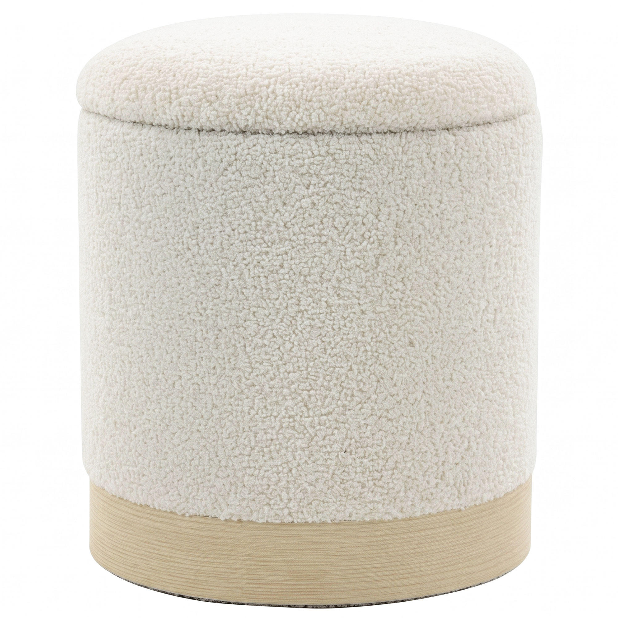 FÖRVARINGSPALL i sherpa-fleece, krämvit - Cremefärgad, Textil/Metall (38/45/38cm) - HOMCOM
