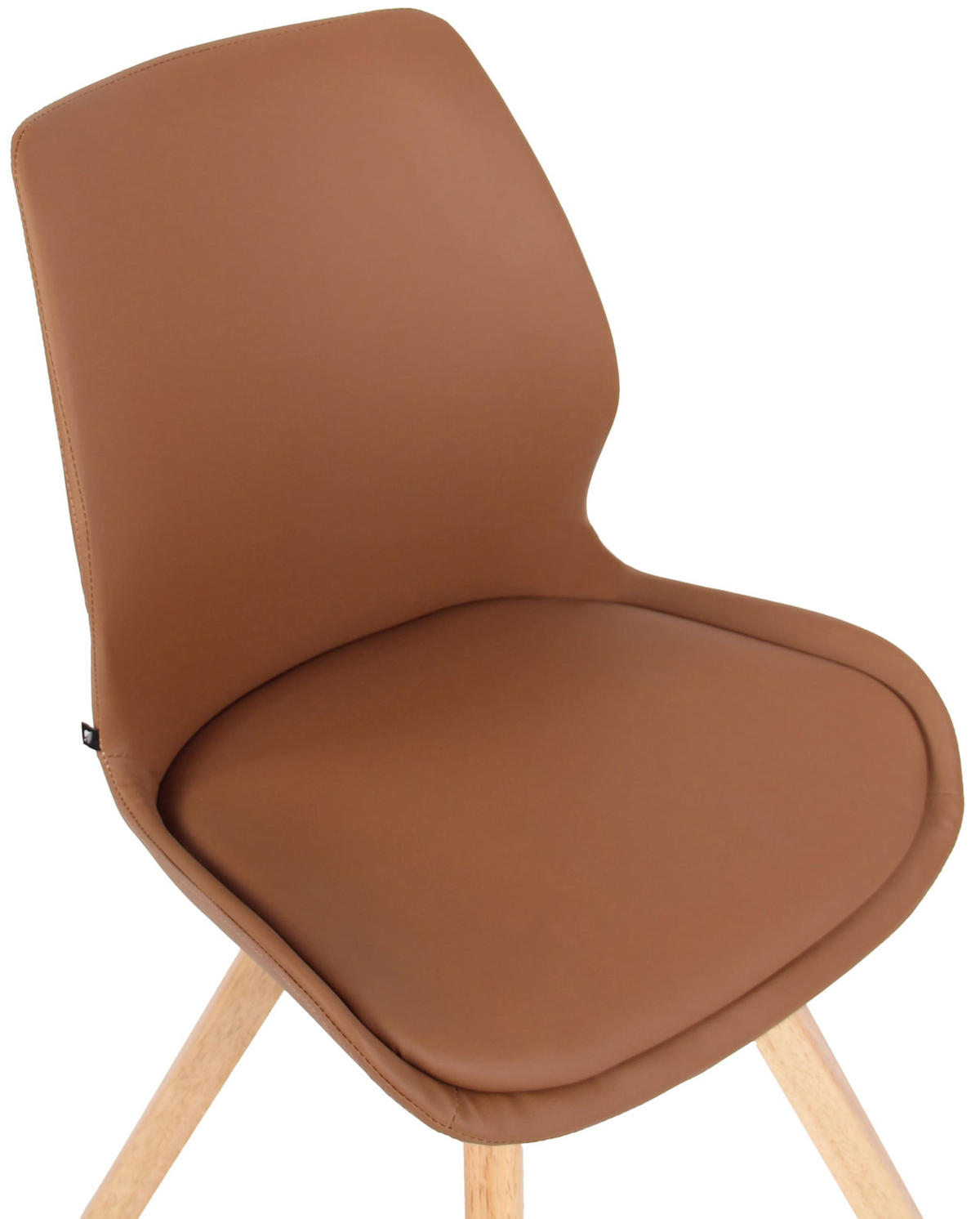 STUHL Lederlook hellbraun - Hellbraun/Eukalyptusholzfarben, Holz/Textil (49/87.5/58cm) - CLP