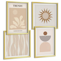 BILDER SET 4er Set - 50x50 cm & 40x60 cm Goldrahmen - Stilvolle abstrakte Beigetöne - Goldfarben, Kunststoff (50/50cm) - TULUP