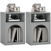 NACHTTISCH Grau MDF offene Fächer 2er-Set - Grau, Holzwerkstoff (40/60/30cm) - PANGIVO