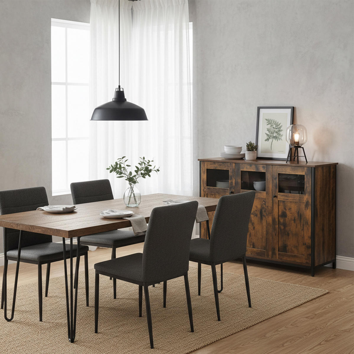 KUCHYNSKÝ regál - čierna/tmavohnedá, kov/kompozitné drevo (100/75/35cm) - Relaxdays